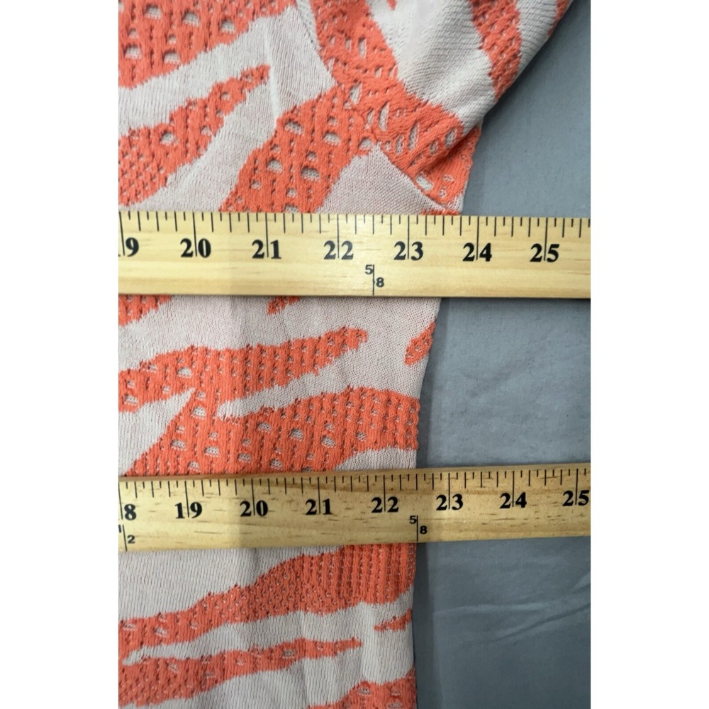 Chicos Sweater 3 US XL Orange Beige Zebra Animal Long Cardigan Stretchy Artsy - Picture 9 of 10